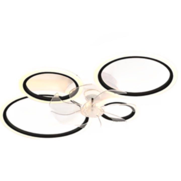 LED полилей с вентилатор, Led Rose, 96 W, с димируемо LED дистанционно управление, със 7 перки на вентилатора, за всекидневна, спалня 8823/4FS Черен