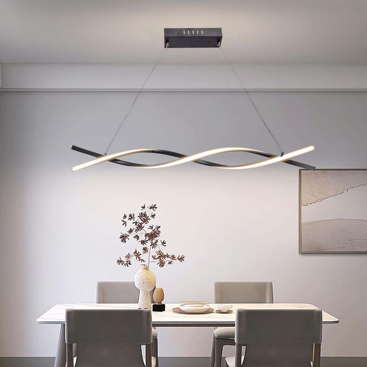 LED полилей Mirela с дистанционно управление, 57W, черен, димируем