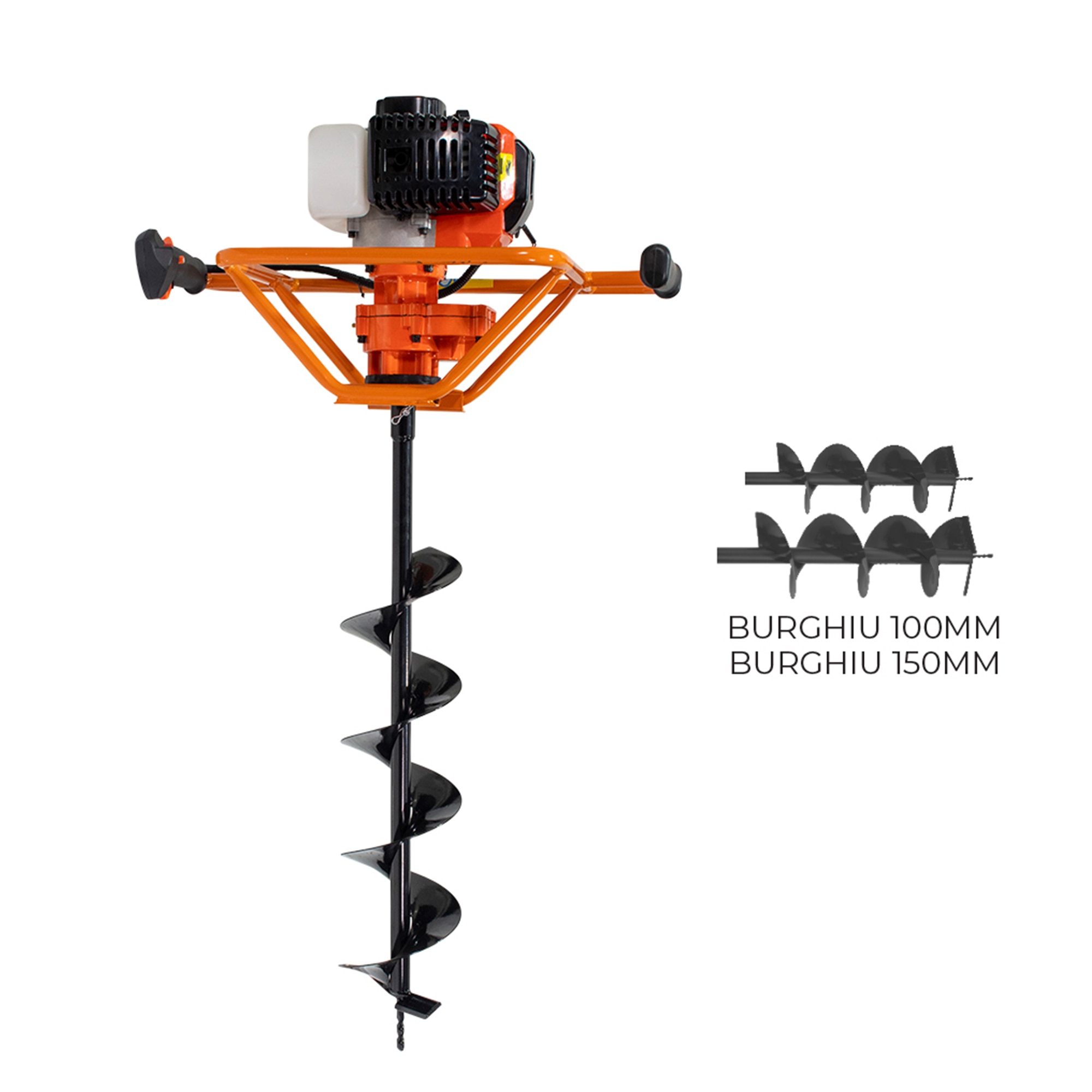 Motoburghiu pe benzina Ruris TT10, putere 1.7 CP, 51.7 CC, 2 timpi, contine: 2 burghie cu diametrul 100/150 mm