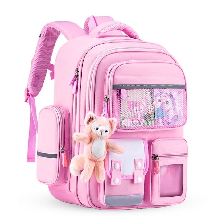 Rucsac scolar WELUOT, roz, 42x30x20cm, capacitate mare, rezistent la apa, multiple compartimente