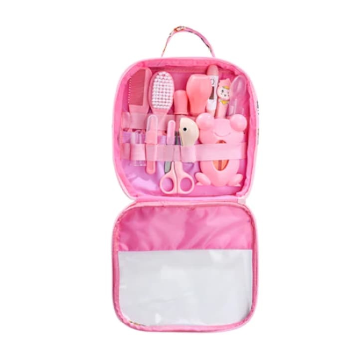 Комплект за грижа за бебе WELUOT, 13 части, PVC/неръждаема стомана, преносим, розов