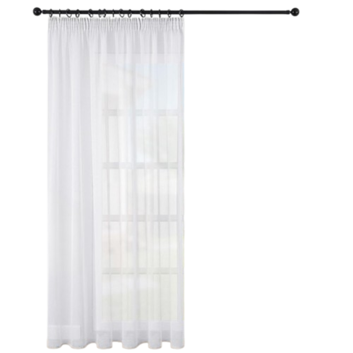 Kúpos függöny, 260 x 132 cm, Átlátszó, voile anyagból, tökéletes ablakokhoz és ajtókhoz Hálószoba, nappali, Fehér