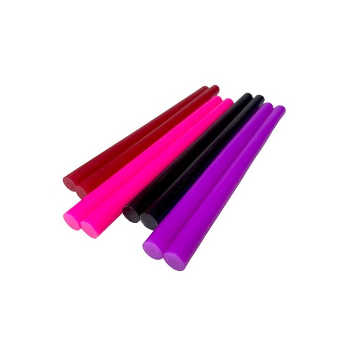 Комплект от 50 силиконови цветни пръчици, Commando Crafts, за пистолет за запояване, заваряване на пластмасови материали, изработка на ръчно изработени артикули, ластици, дебелина 7 mm, дължина 18 cm, лилав