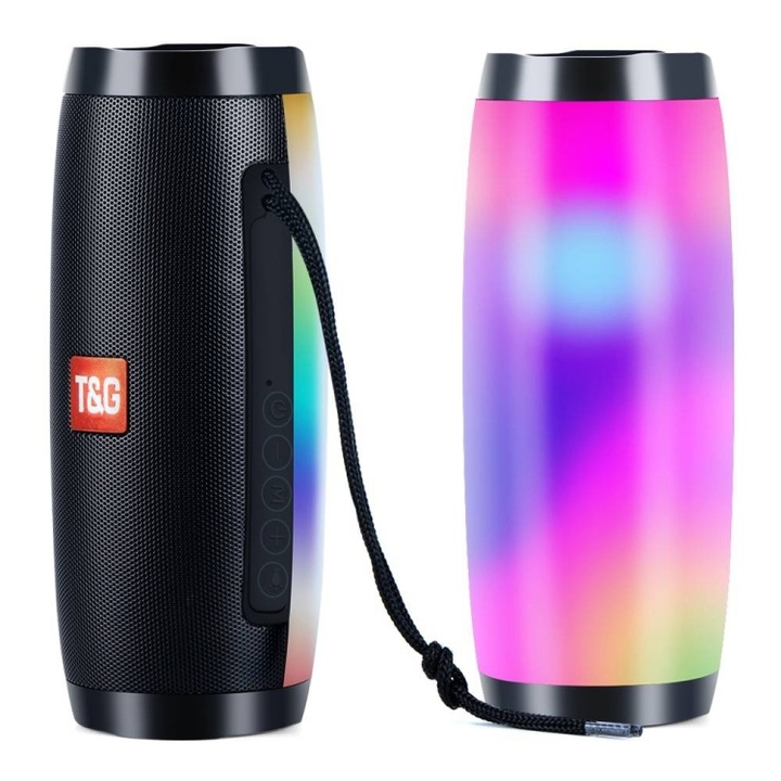 Boxa portabila Bluetooth, Wireless, Mini, lumini led, negru