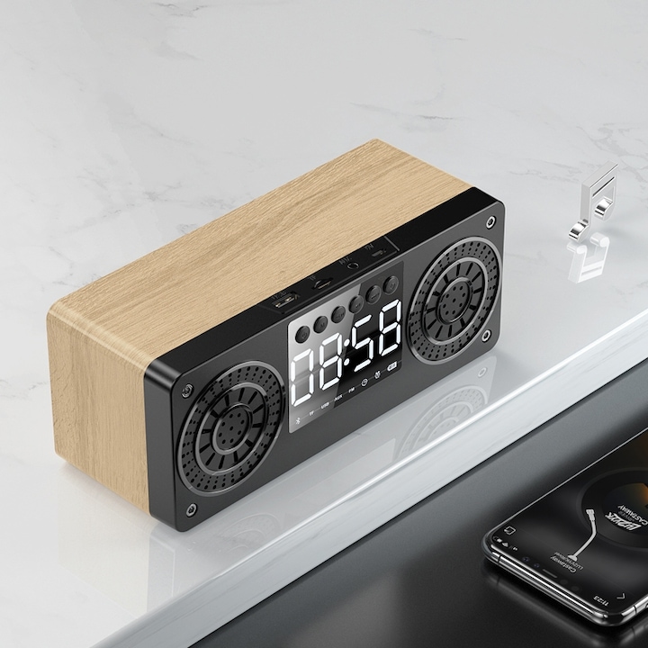 Boxa portabila Bluetooth, Mini, Wireless, lumini colorate, Rosu