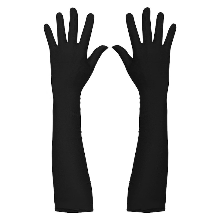 Manusi dama, WELUOT, satin, negru, 52 cm, one size