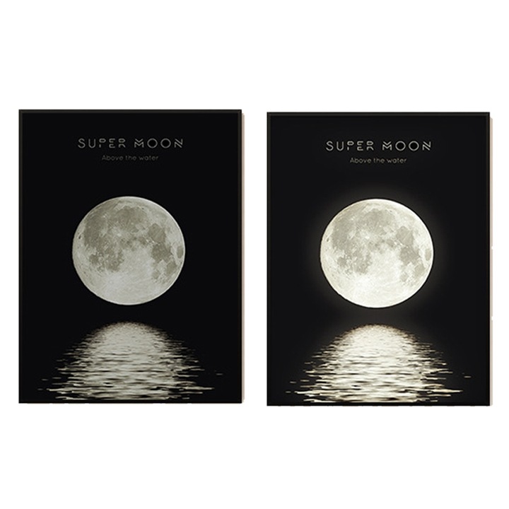 Boxa portabila in forma de tablou Super Moon, Lumina de noapte LED, Autonomie 12 ore, Subwoofer, Bluetooth 5.0, waterproof