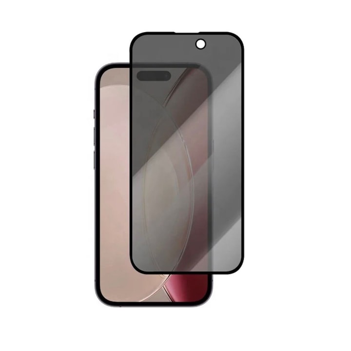 Folie sticla securizata Privacy compatibila cu Iphone 16, Full Glue, Margini Negre