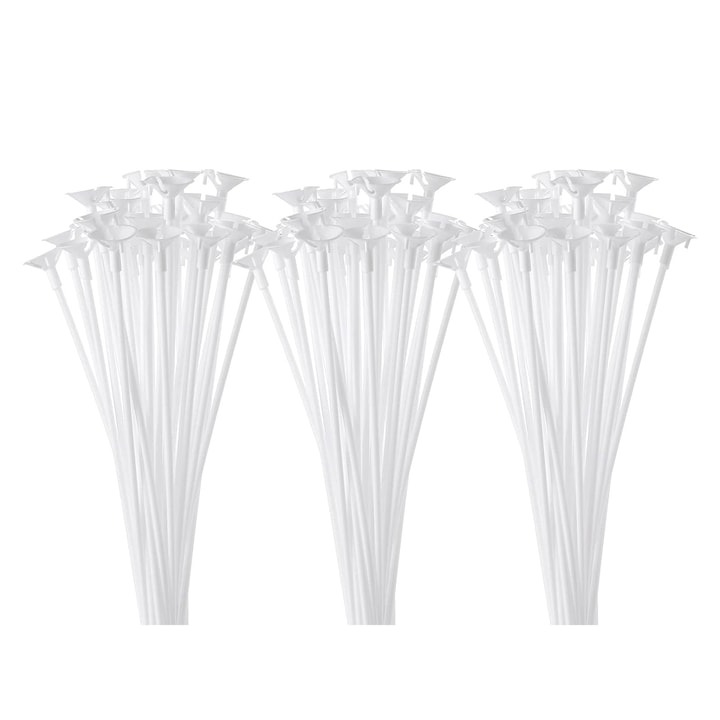 Комплект 100 поставки за балони, WELUOT, за многократна употреба, 32 см, бели