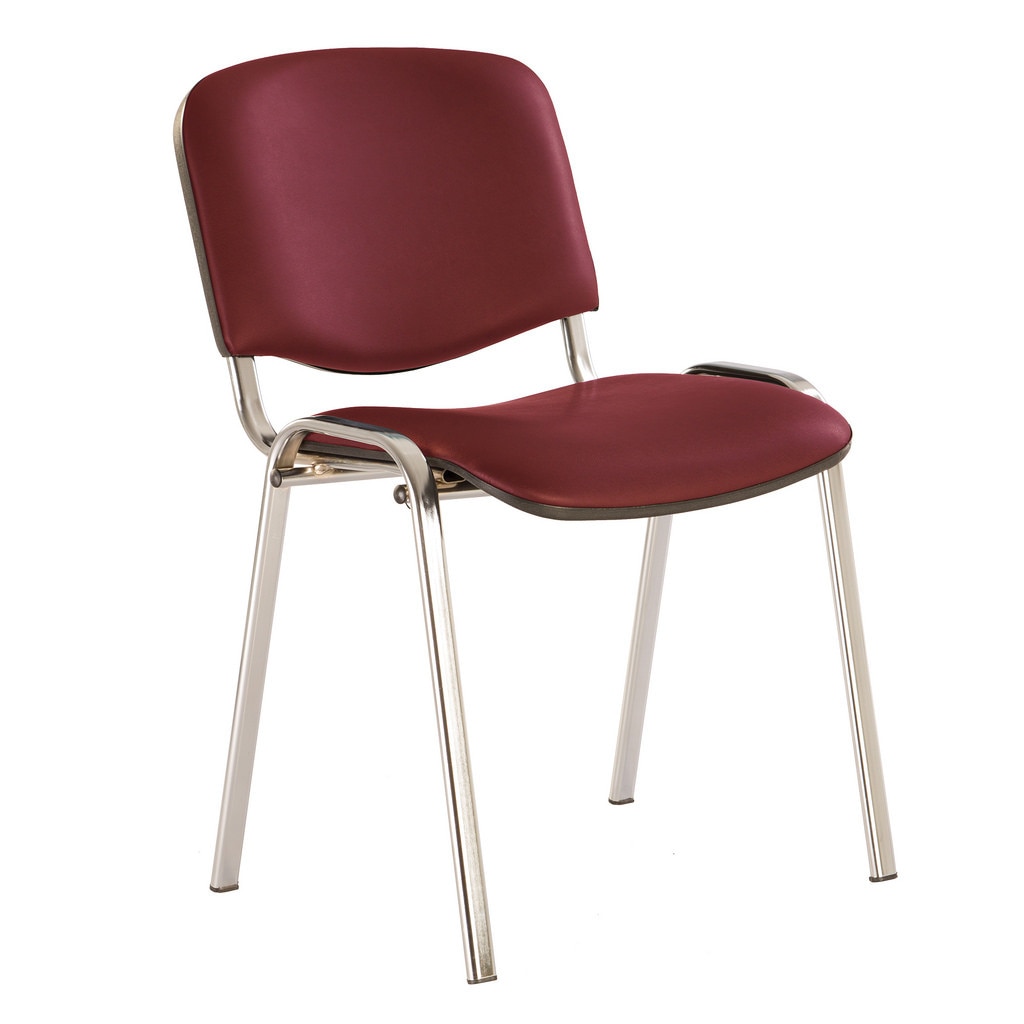 Scaun vizitator ISO CHROME, Carmin piele ecologica