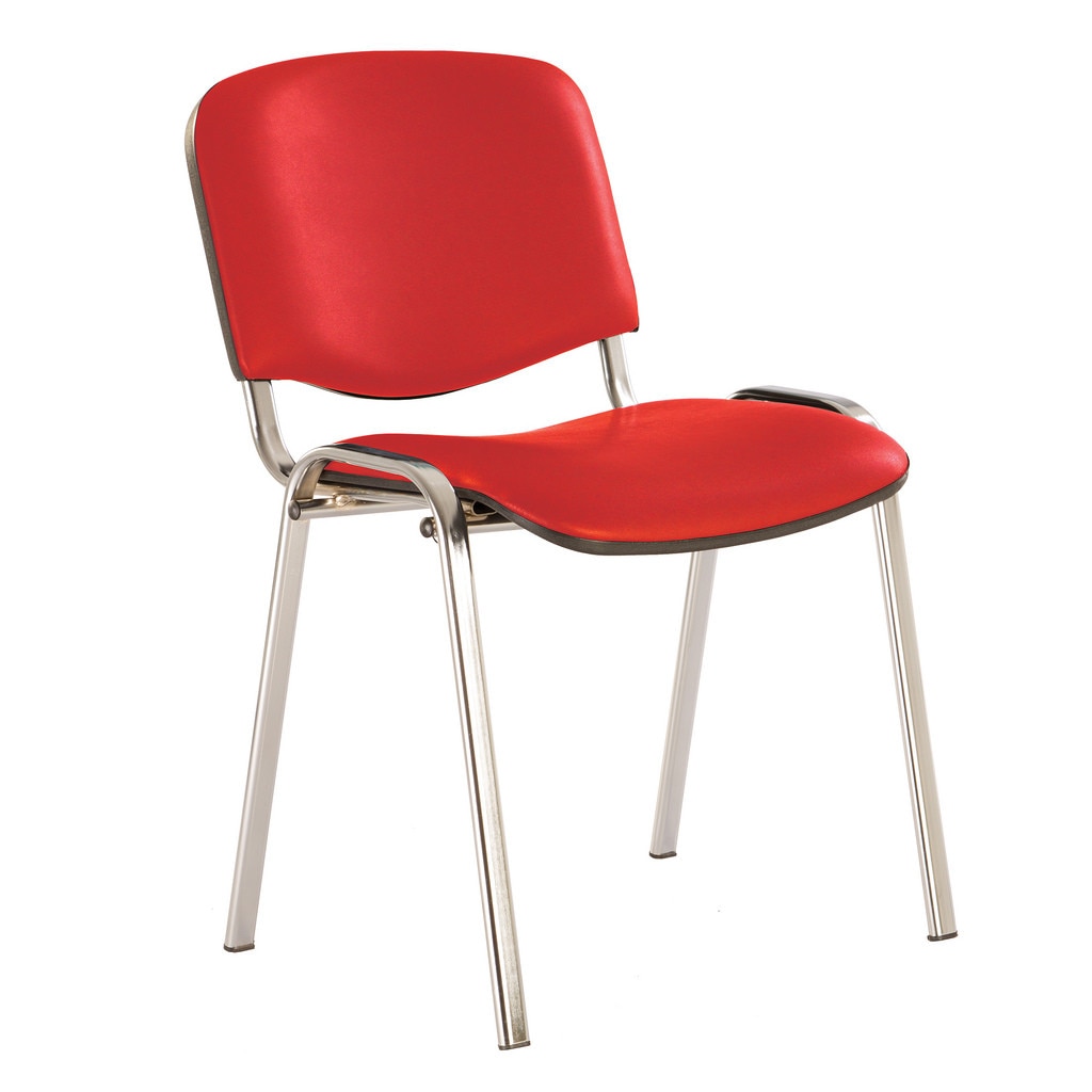 Scaun vizitator ISO CHROME, Rosu piele ecologica