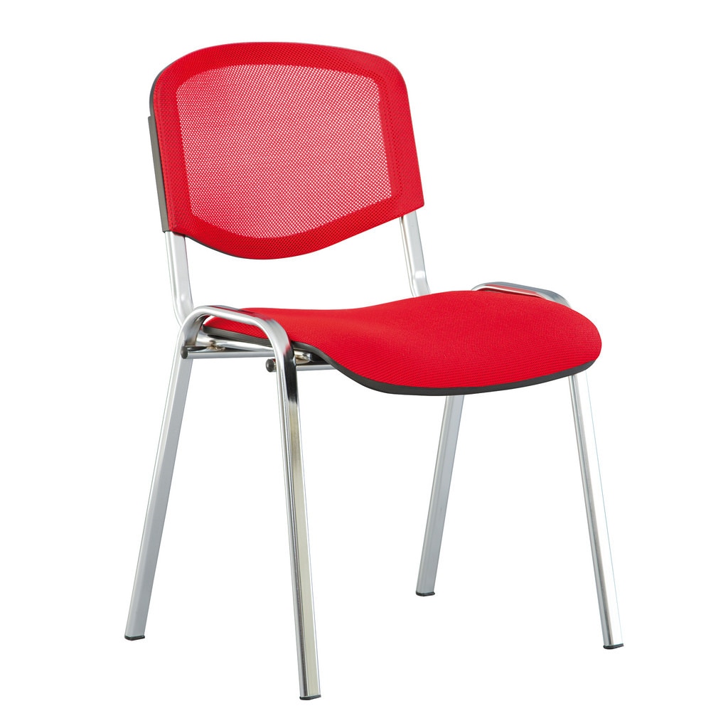 Scaun vizitator ISO NET CHROME, Rosu stofa cagliari