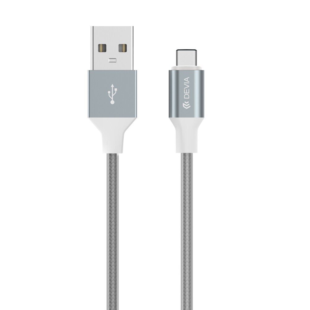 Cablu de date/incarcare Devia Gracious USB la Type-C, 1.5m, impletitura textila, Gray