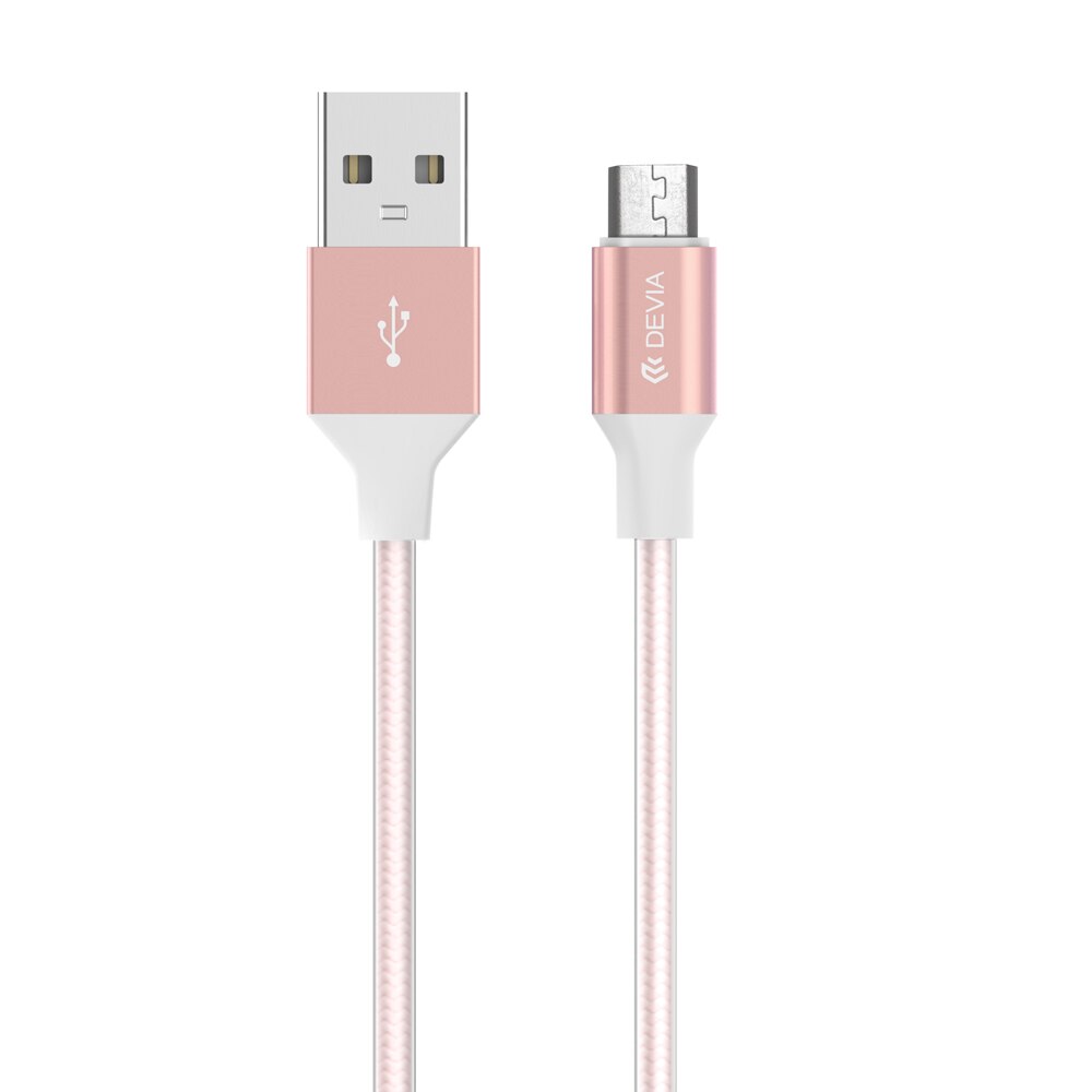 Cablu Devia Gracious MicroUSB, Rose Gold, 1m, impletitura textila