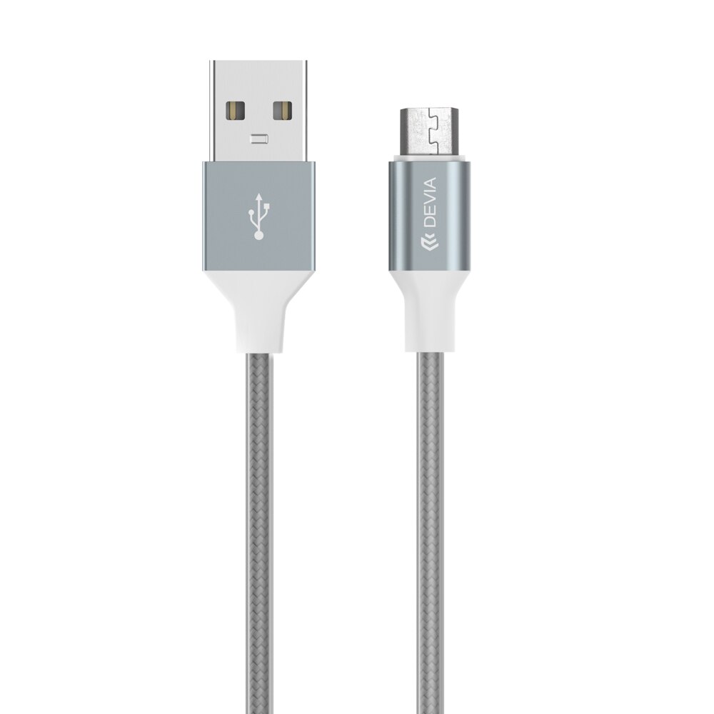 Cablu Devia Gracious MicroUSB, Gray, 1m, impletitura textila