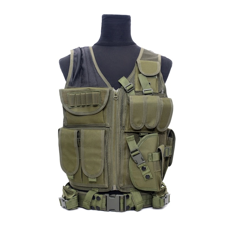 Vesta tactica OPRA, ajustabila, multifunctionala, verde, pentru barbati