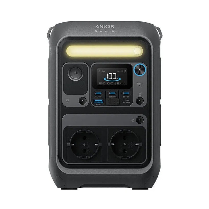 Зарядна станция Anker Solix C300X AC, Преносима, 288Wh, 300W, 1x USB-A, 3x USB-C, 2x AC, Сив