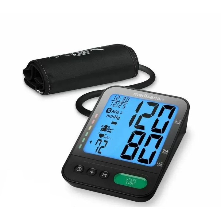 Апарат за измерване на кръвно налягане Medisana BU 580 Connect + Дигитален термометър Medisana TM 60E, Bluetooth, Маншет 22-43 см, Памет 2 x 120 измервания, LCD дисплей, За над лакът, Черен