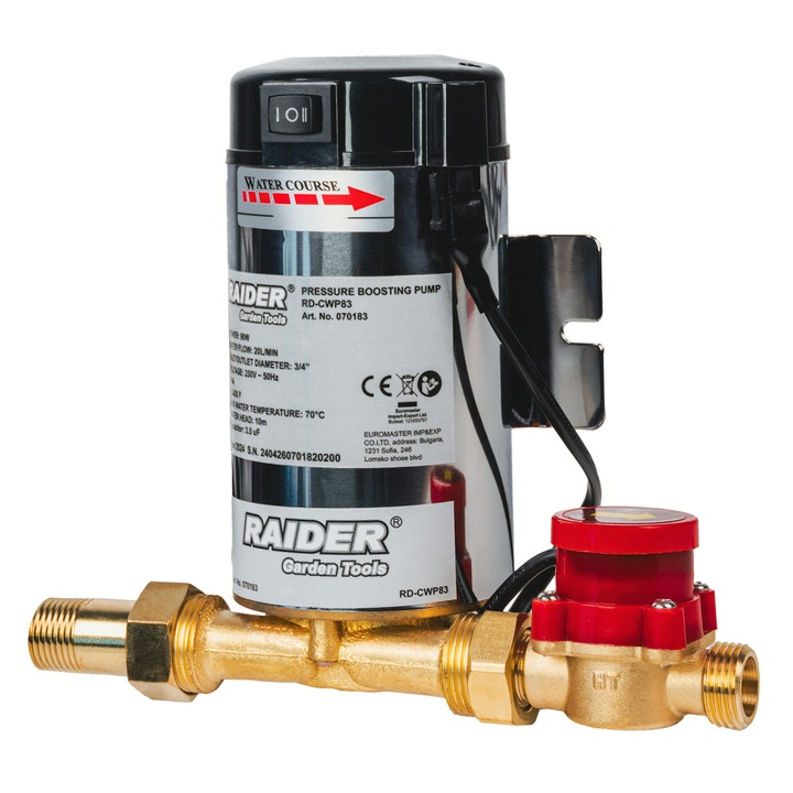Бустер помпа Raider RD-CWP83, 90W, 3/4", 20L/min, 10m, INOX