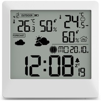 Statie Meteo Hama Palawan, cu Senzor Exterior, termometru, higrometru, radio, alb