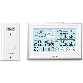 Statie Meteo Hama Bahamas, cu Senzor Exterior, alarma, clima camera, radio, alb