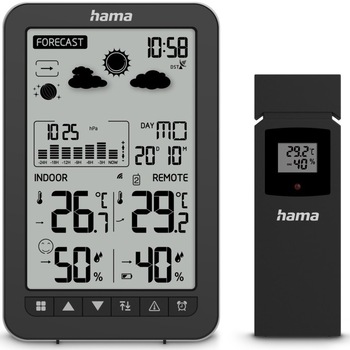 Statie Meteo Hama Ko Samui, cu Senzor Exterior, radio, alarma, negru