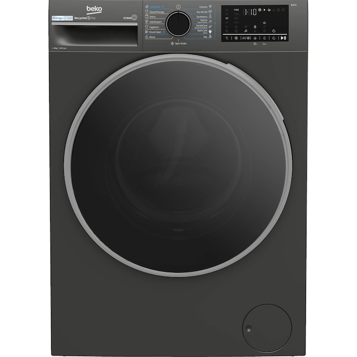 Пералня Beko B3WFU48415MB2ES, 8 кг, 1400 об/мин, Клас A, SteamCure, AddXtra, ProSmart Inverter Motor, AutoClean Detergent Drawer, Антрацит