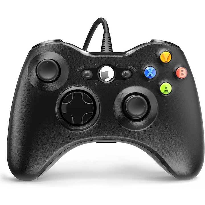 Xbox 360 kompatibilis kontroller, WELUOT, turbó vibráció, 14,5x10x6 cm, fekete