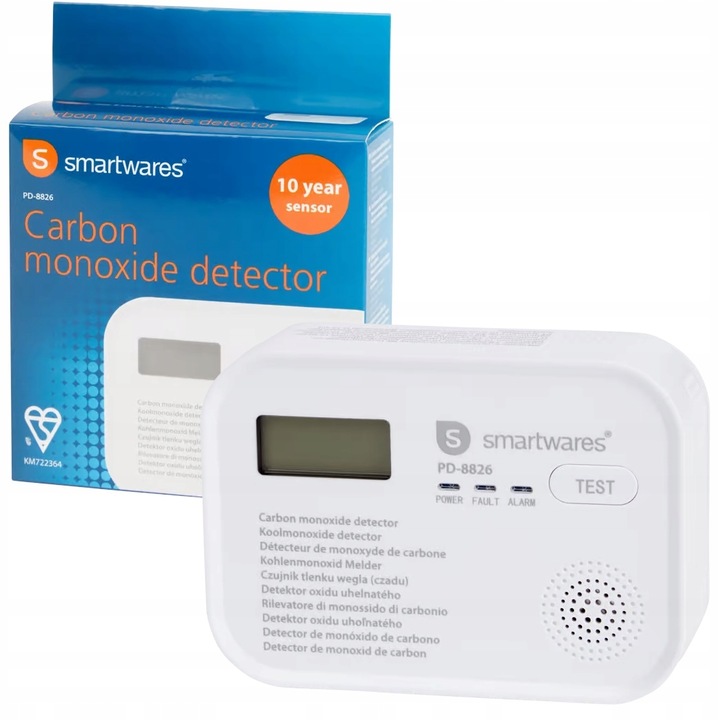Detector de fum si monoxid de carbon Smartwares, wireless, alarma sonora 85dB, alimentare cu baterii, 3x AA/LR6