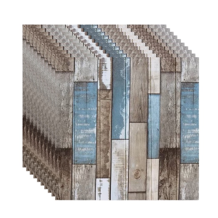 10 db-os öntapadós 3D tapéta készlet, kívül puha habszivacs, modern dizájn bármilyen helyre alkalmas, vízálló, méretek 70x77, Macvi®, többszínű fatégla modell