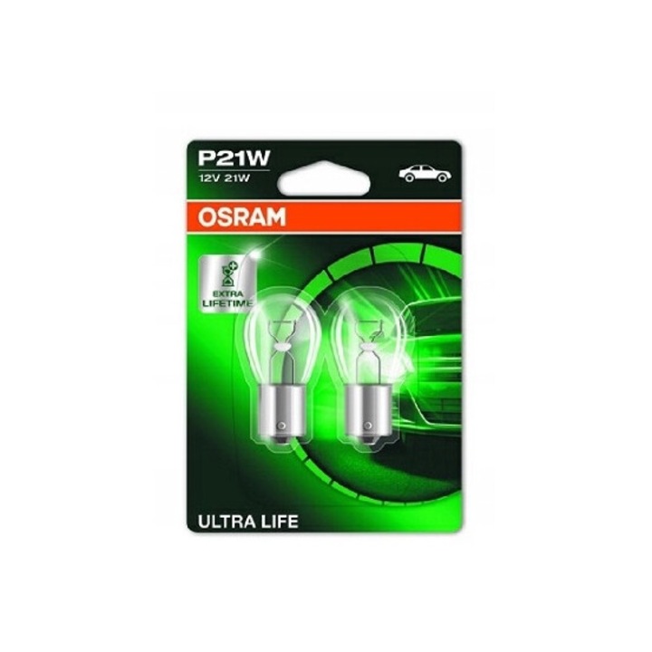 Set 2 Becuri 12V P21W Ultra Life Blister Osram