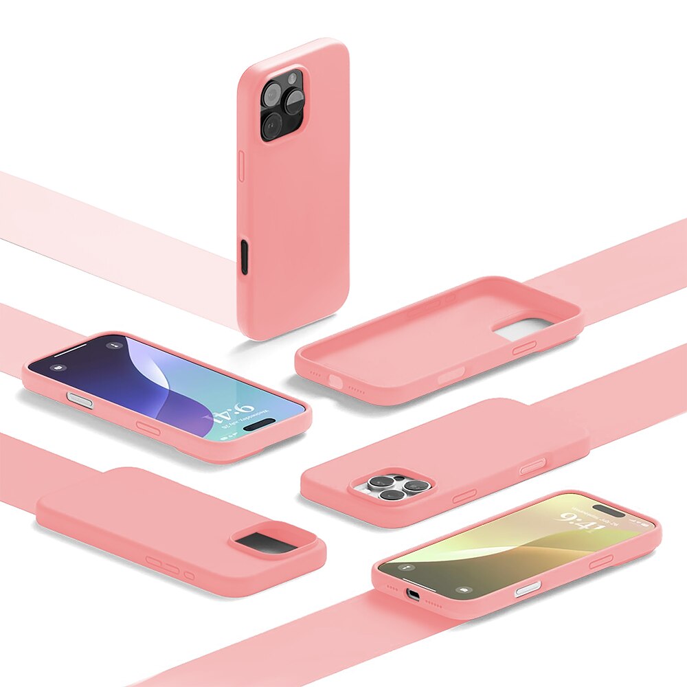 Husa CASEY STUDIOS™ compatibila cu iPhone 16 Pro, Soft Silicone Premium, Microfibra in Interior, Roz, de Protectie, Ultra Slim, pentru Incarcare Wireless, Margini Ridicate de Protectia Ecranului si a Camerelor