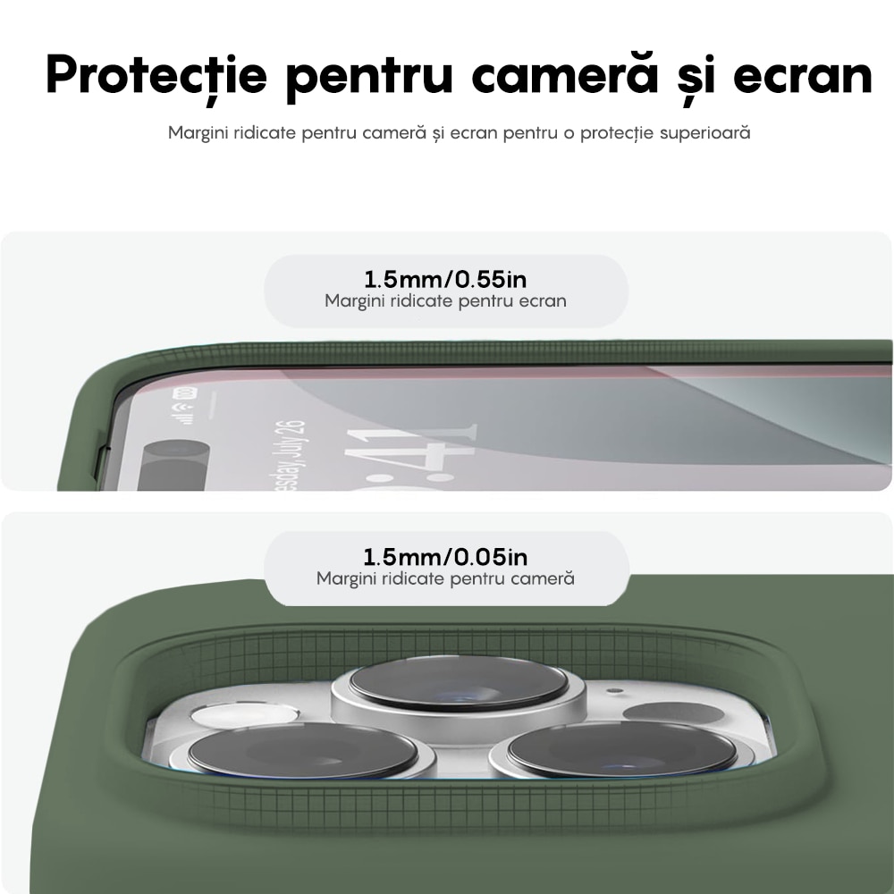 Husa CASEY STUDIOS™ compatibila cu iPhone 16 Pro Max, Soft Silicone Premium, Microfibra in Interior, Webster Green, Ultra Slim, pentru Incarcare Wireless, Margini Ridicate de Protectia Ecranului si a Camerelor