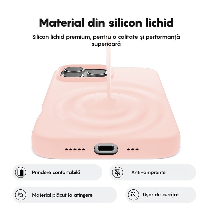Husa CASEY STUDIOS™ compatibila cu iPhone 16 Pro Max, Soft Silicone Premium, Microfibra in Interior, Pink Sand, de Protectie, Ultra Slim, pentru Incarcare Wireless, Margini Ridicate de Protectia Ecranului si a Camerelor