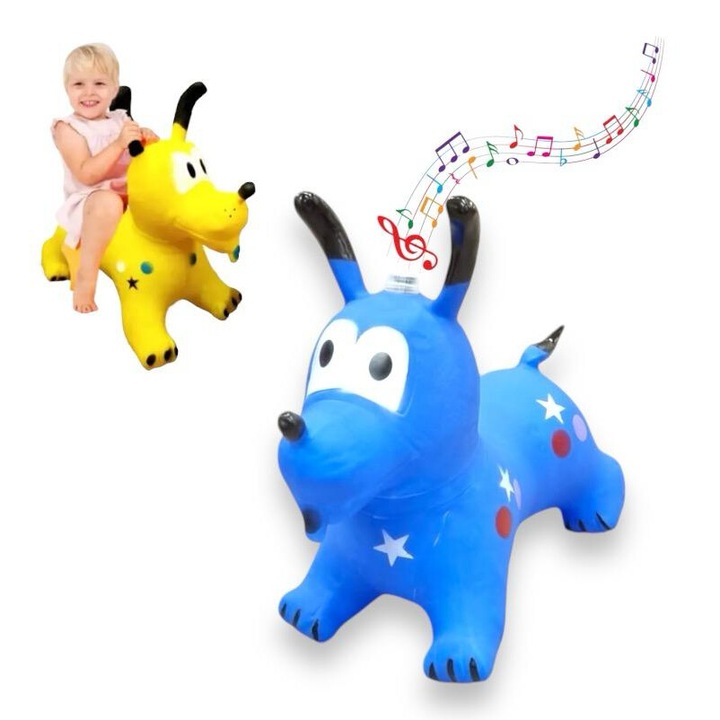 Надуваемо куче Pluto, изработено от гума, със светлина и музика - синьо