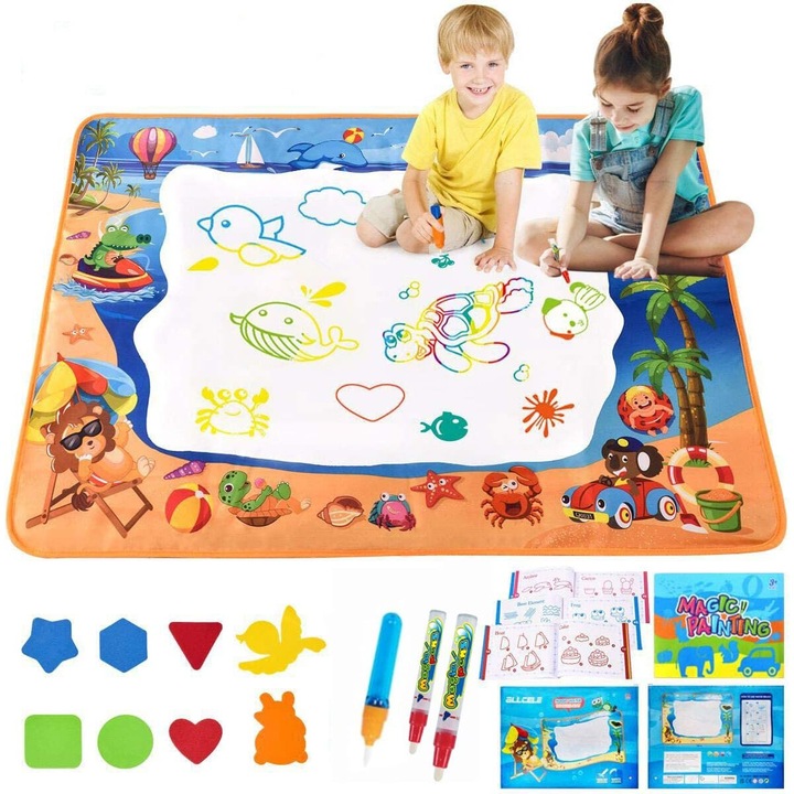 Set jucarie educativa si interactiva, joc covorasul Magic Aquadoodle, coloreaza cu apa 100 x 70 cm