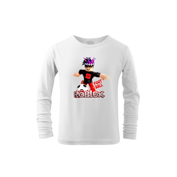 Bluza cu maneca lunga pentru copii, Roblox Football, Alb
