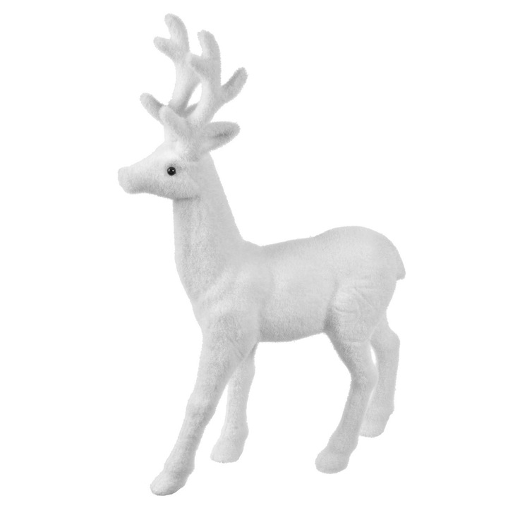 Figurina Decorativa Craciun, Cerb, Spuma, Alb, 33cm, MYONNA IT & E- COMMERCE ®