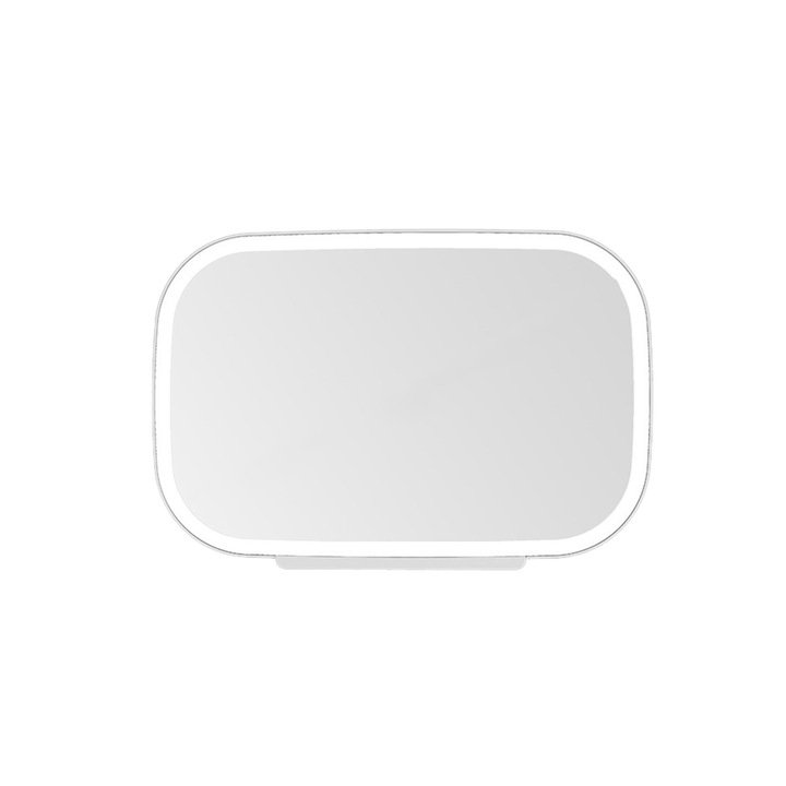 Oglinda cosmetica cu LED pentru soare, Uudeals®, alb, 18x14x2cm, ajustare luminozitate