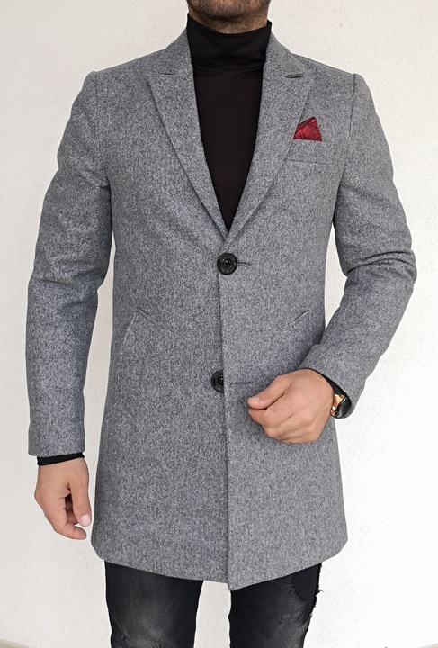 Palton barbati, Sunt Romanesc- Atelier de croitorie, stofa groasa captusit cu matlasata, casual, gri melange, marimea M