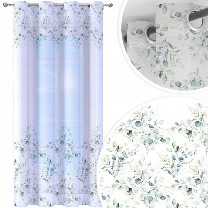 Perdea Gata Confectionata, HomeView, FPS073, Inele, Poliester, Voal, Simpla, Multicolor, 140x250 cm