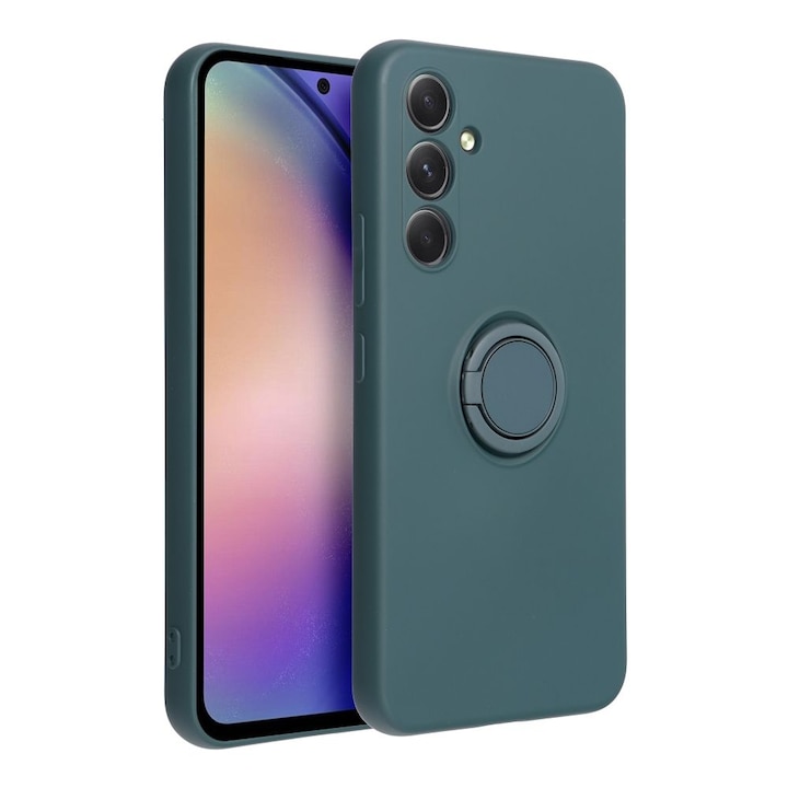 Husa DaDen cu inel rotativ 360 pentru Samsung A34 5G, Silicon Premium, Camera Protection, Antisoc, Verde