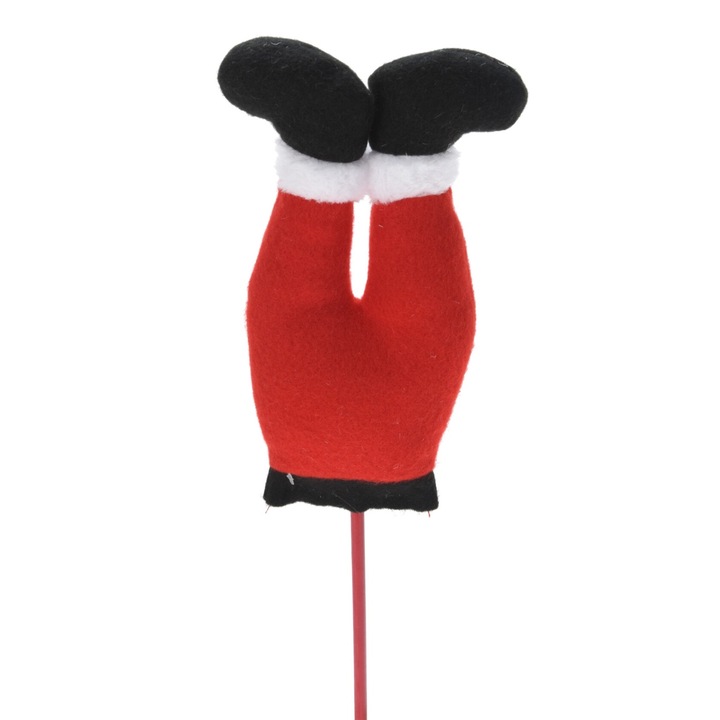 Decoratiune brad cu piciorusele lui Mos Craciun pe bat, inaltime 43 cm