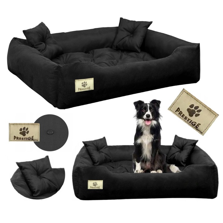 Кучешко легло, PRESTIGE, 55x45см, водоустойчиво, с 2 възглавници, черно