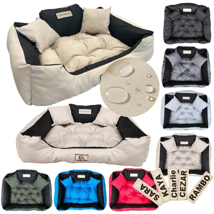 Кучешко легло AIO Factory 130x105cm персонализирано водоустойчиво бежово, 2 възглавници са включени