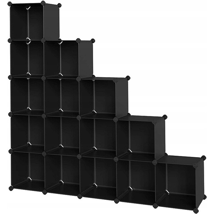 Raft modular, Songmics, plastic PP, 123x123x21 cm, Capacitate totala 432 l, Negru
