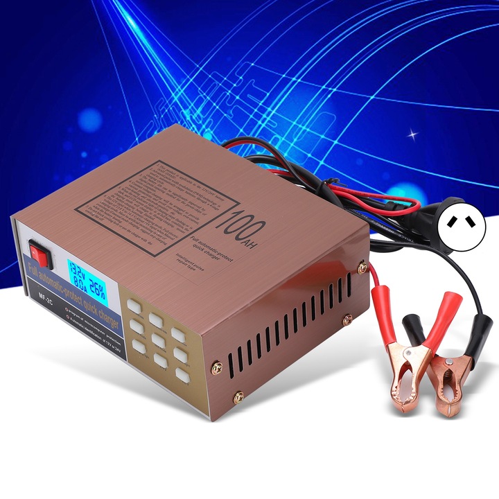 Jormftte MF-2C 220W 12V 24V autóakkumulátor töltő, rozsdamentes acél ház, -20~+50 munkahőmérséklet