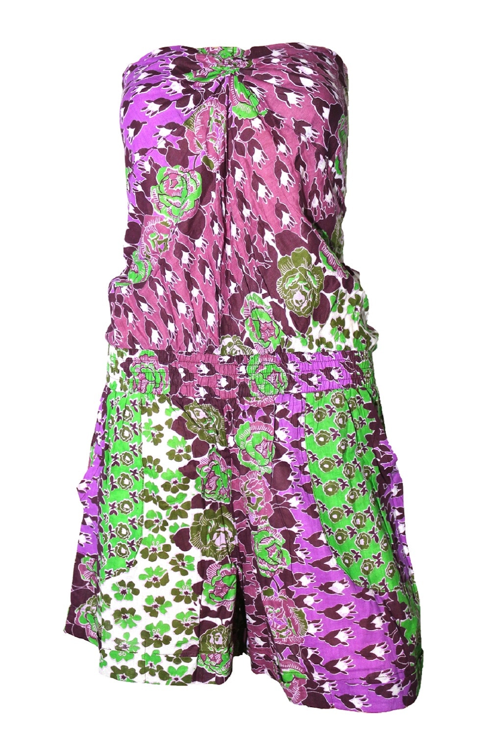 Salopeta dama, din bumbac, marimea M (38), culoarea violet cu verde