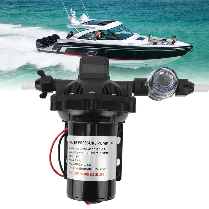 Водна помпа, longziming, диафрагмена, висок дебит 18.9 л/мин, 12V, 60 PSI