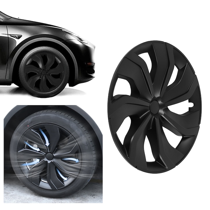 Комплект капачки за колела Jormftte от 4 части 19in ABS матово черно за Tesla Model Y 2020-2023